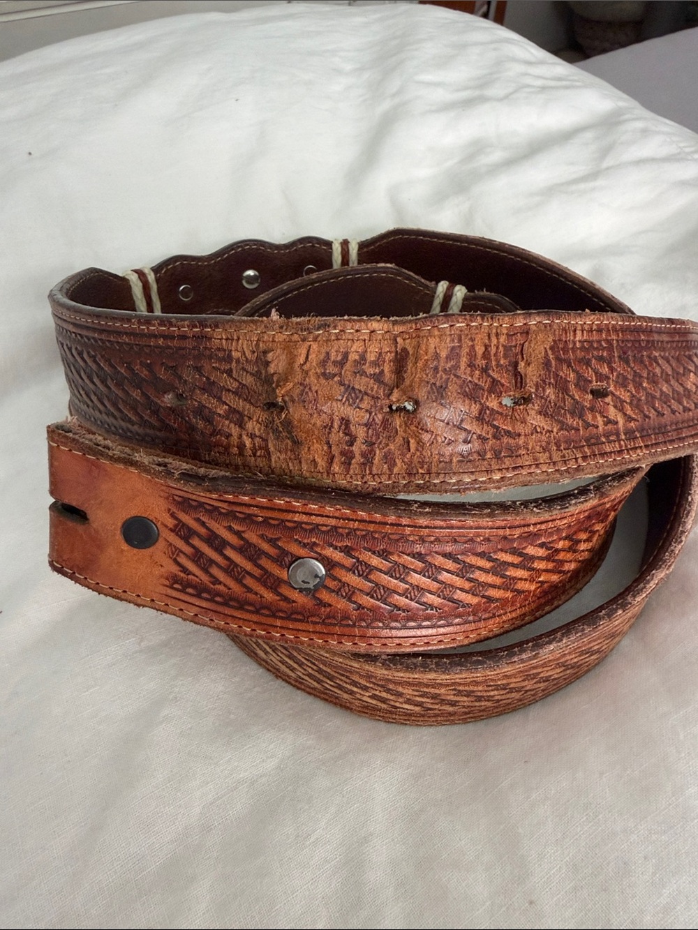 Tony Lama Brown Leather Belt with Concho - Picture 6 of 9